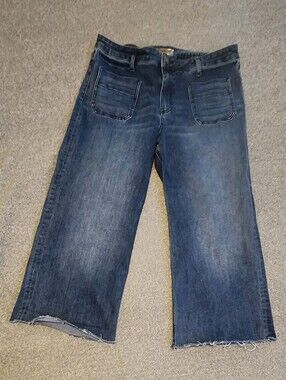 KUT From The Kloth Raw Hem Wide Leg Jeans Women’s Size 14 Cutoff Capris